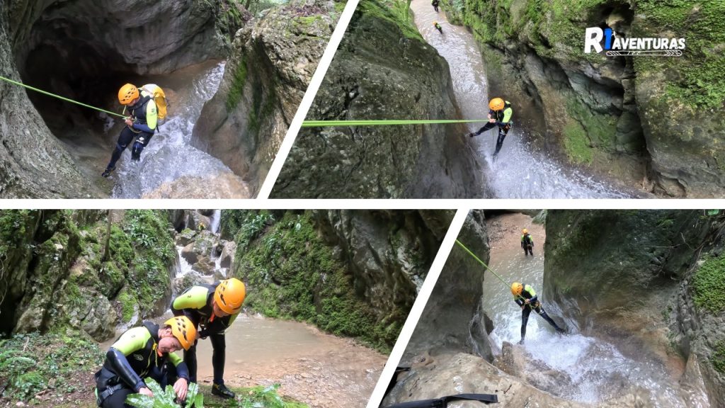 Barranquistas en distintos puntos del barranco de Diablozulo