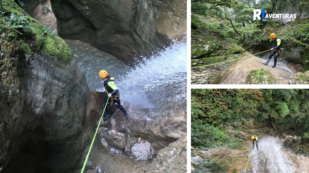 Barranquistas en distintas partes del barranco de Diablozulo